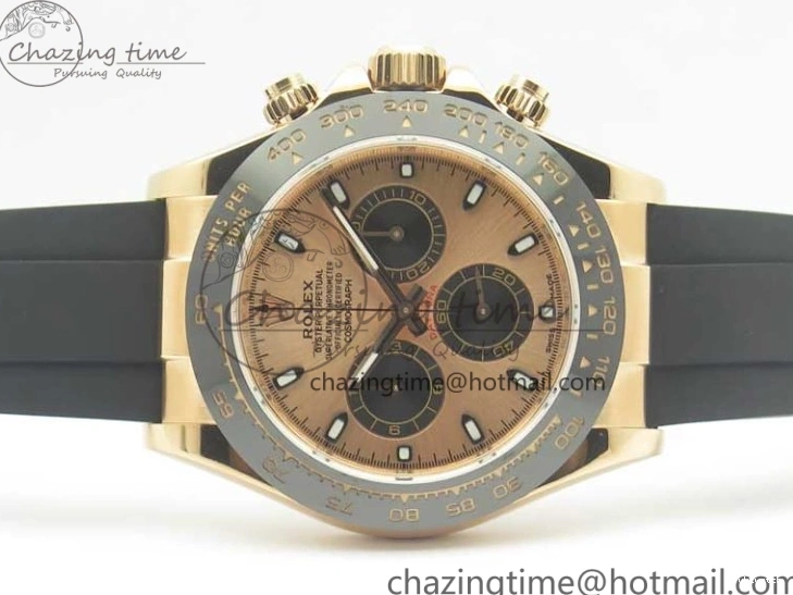 On Daytona Gold Black Super Clone Best Dial 116515 Edition 1:1 Rubber A4130 Strap Rose V2 ARF 1229